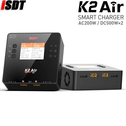 ISDT K2 Air AC 200W DC 500Wx2 20A Dual Channel Balance Lipo Charger Discharger for Lipo NiMh Pb Battery RC Model / Smart Phone